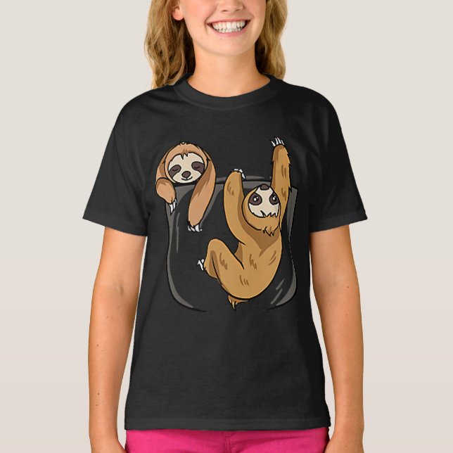 Sloth In A Pocket T-Shirt (Front)