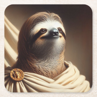 Sloth in Ancient Rome Square Paper Coaster