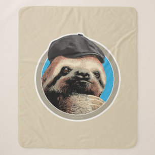 Sloth (in Baker Boy hat) Sherpa Blanket