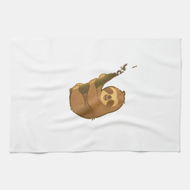 Sloth in his little tree Classic T-Shirt Kitchen Towel (Horizontal)
