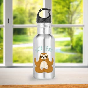 Sloth in Lotus Yoga Pose "Slow Down" 532 Ml Water Bottle