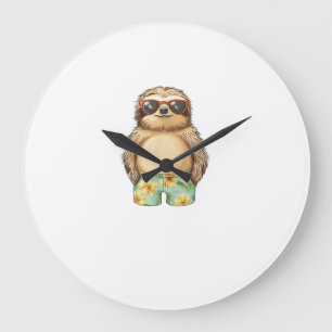 Sloth in Swimsuit Costume for Shorts and Sloths Lo Large Clock
