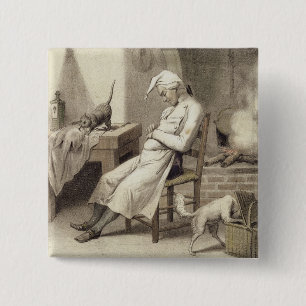 Sloth in the Kitchen, from a series of prints depi 2 Inch Square Button