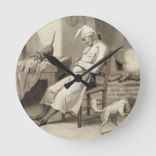 Sloth in the Kitchen, from a series of prints depi Round Clock