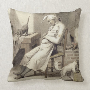 Sloth in the Kitchen, from a series of prints depi Throw Pillow