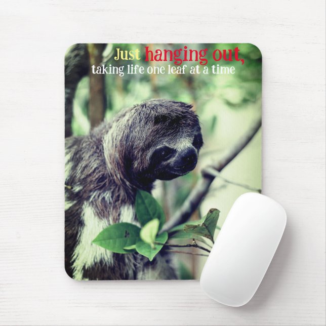 Sloth in tree photo mouse pad (With Mouse)