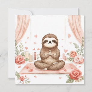 Sloth in Yoga Class on Valentine's Day Holiday Card
