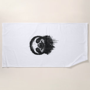 Sloth Ink Art Grunge Jungle Wildlife Portrait Lazy Beach Towel