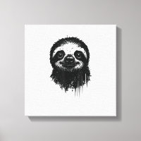 Sloth Ink Art Grunge Jungle Wildlife Portrait Lazy