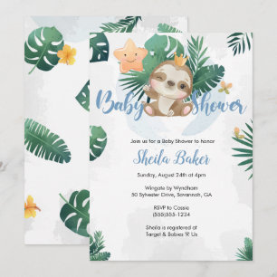 Sloth Invitation, Sloth Baby shower Invitation