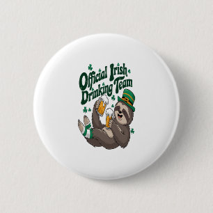 Sloth Irish Drinking St Patrick's Day 2 Inch Round Button