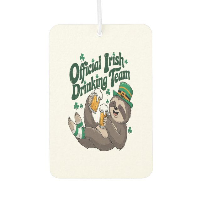 Sloth Irish Drinking St Patrick's Day Air Freshener (Front)