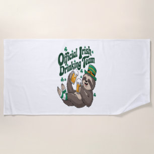 Sloth Irish Drinking St Patrick's Day Beach Towel