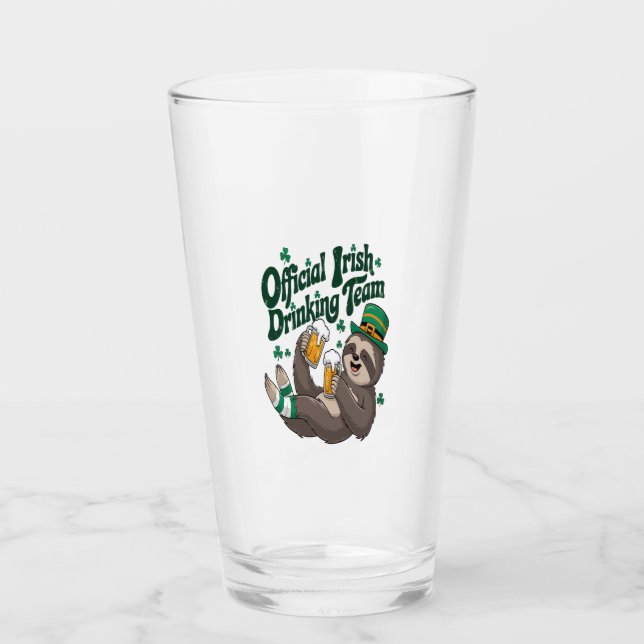 Sloth Irish Drinking St Patrick's Day Glass (Front)