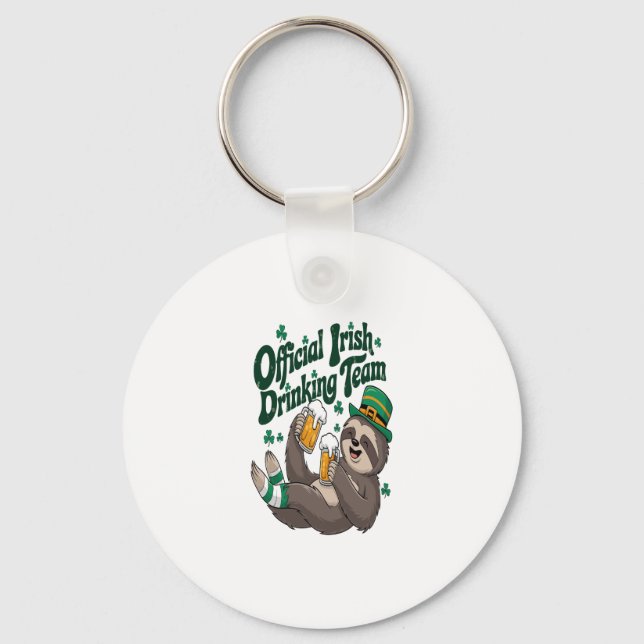 Sloth Irish Drinking St Patrick's Day Keychain (Front)