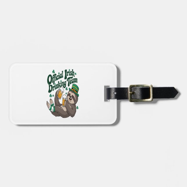 Sloth Irish Drinking St Patrick's Day Luggage Tag (Front Horizontal)
