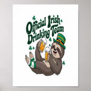 Sloth Irish Drinking St Patrick's Day Poster