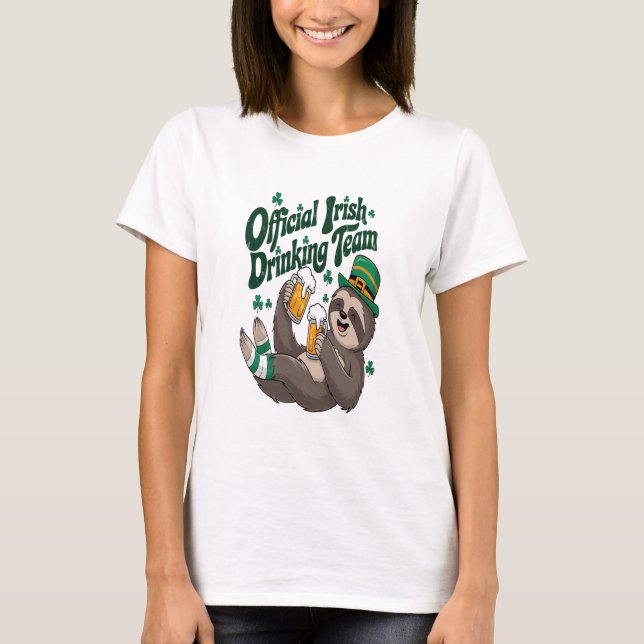 Sloth Irish Drinking St Patrick's Day T-Shirt (Front)