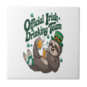 Sloth Irish Drinking St Patrick's Day Tile