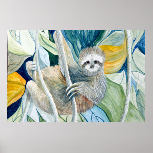 Sloth island Rain Forest Tropical Print