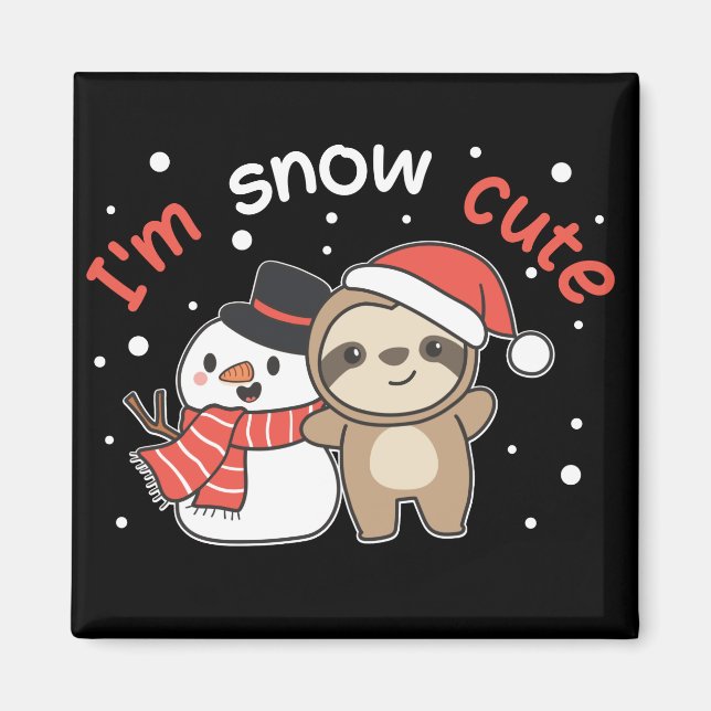 Sloth Je suis Snow mignon Snowman Pun Magnet (Devant)