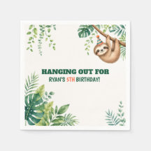 Sloth Jungle Hanging Out Birthday Party Paper