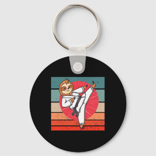 Sloth Karate Black Belt Sloth Lover Japanese Sport Keychain