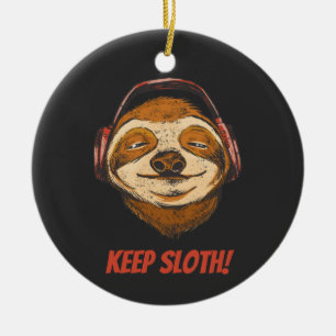 Sloth Keep Calm in chillin vintage Sloth Mode Ceramic Ornament