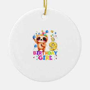 Sloth Kids 9 Year Old Sloth 9th Birthday Party T-S Ceramic Ornament