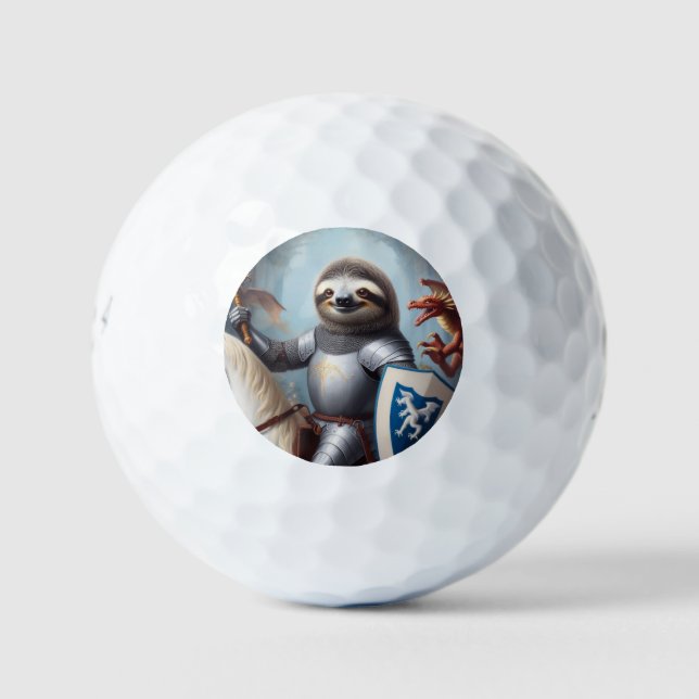 Sloth Knight Fighting Dragons Golf Balls (Front)