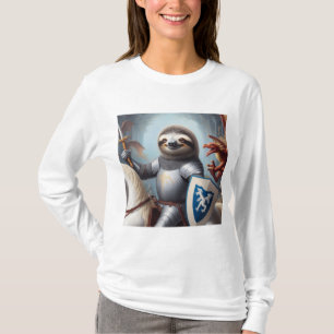 Sloth Knight Fighting Dragons T-Shirt