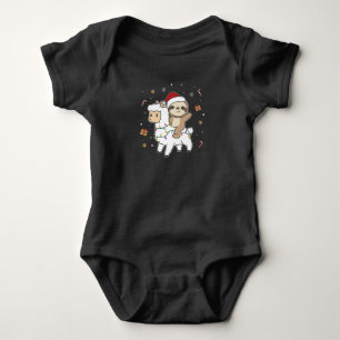 Sloth Lama Christmas Snow Winter Animals Baby Bodysuit