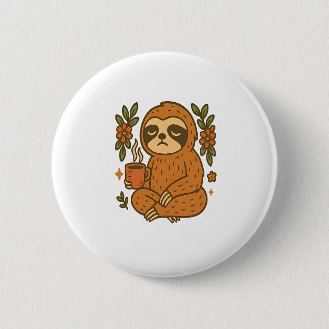 Sloth Lazy Sleepy Sloth 2 Inch Round Button (Front)