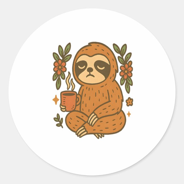 Sloth Lazy Sleepy Sloth Classic Round Sticker (Front)