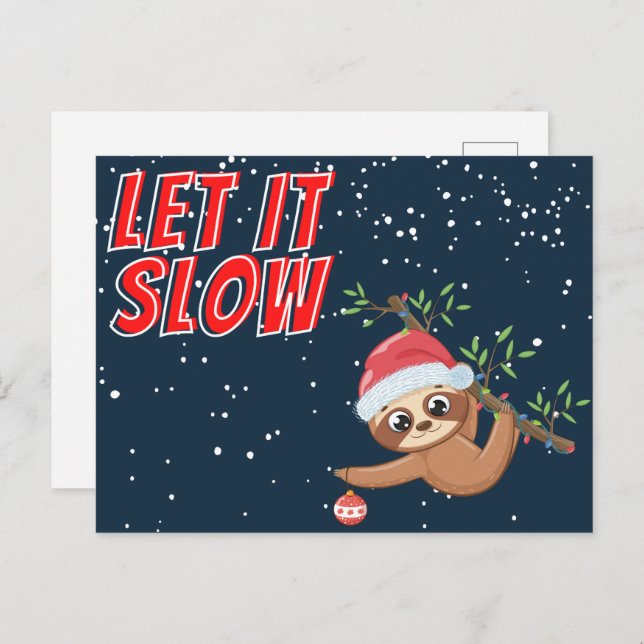 Sloth Let It Slow Christmas Postcard (Front/Back)