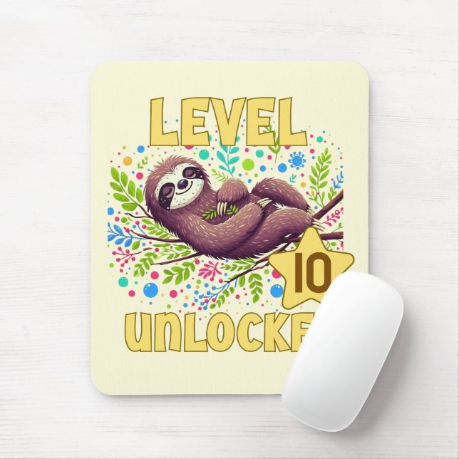 Sloth Level Unlocked Birthday Gamer Design Mouse Pad (With Mouse)