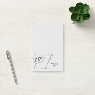 Sloth Line Drawing Personalizable 4 x 6 Post-it Notes