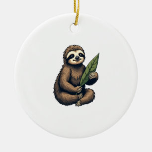 Sloth Line Engraving Classic Animal Tee (2) Ceramic Ornament