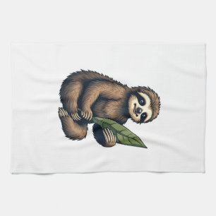 Sloth Line Engraving Classic Animal Tee (2) Kitchen Towel