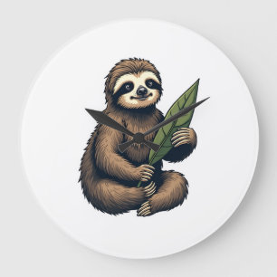 Sloth Line Engraving Classic Animal Tee (2) Large Clock