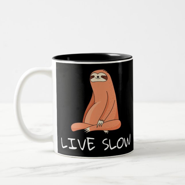 Sloth Live Slow Two-Tone Coffee Mug (Left)