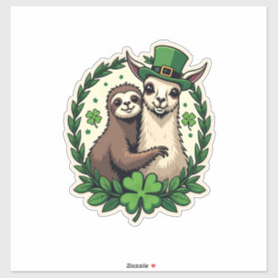Sloth Llama St Patricks Day Vintage Lucky Tee 2