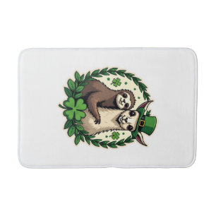 Sloth Llama St Patricks Day Vintage Lucky Tee 2 Bath Mat