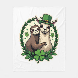 Sloth Llama St Patricks Day Vintage Lucky Tee 2 Fleece Blanket