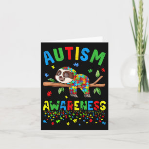 Sloth Lover Autism Awareness Puzzle Piece Autistic Card