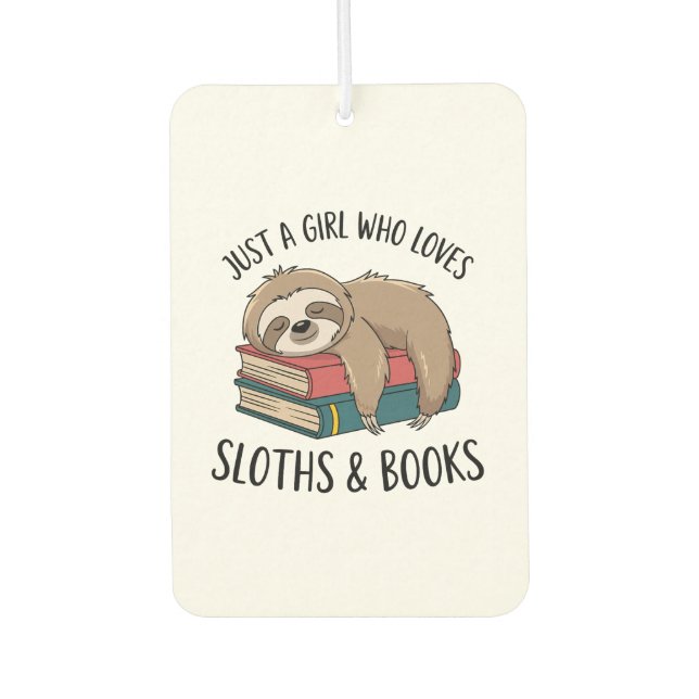 Sloth Lover Book Reading T-shirt Design Air Freshener (Front)