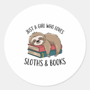 Sloth Lover Book Reading T-shirt Design Classic Round Sticker