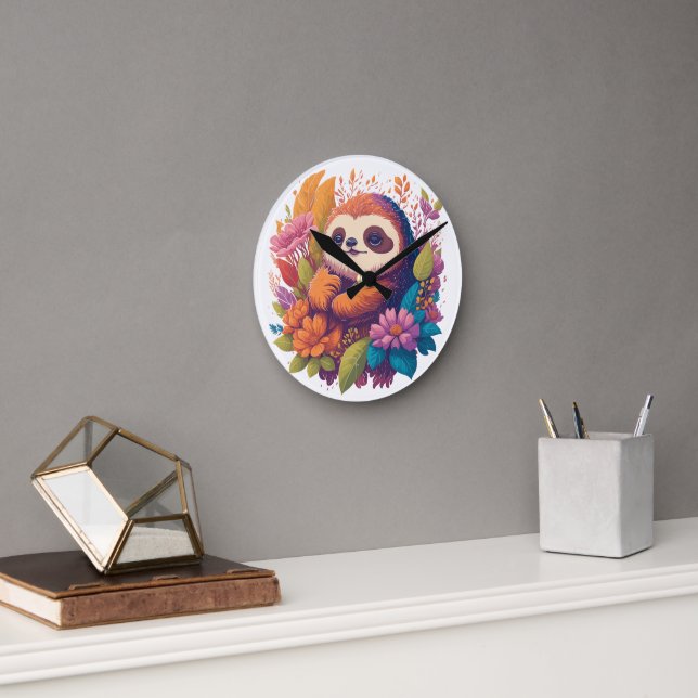 Sloth lovers Gift Round Clock (Office)