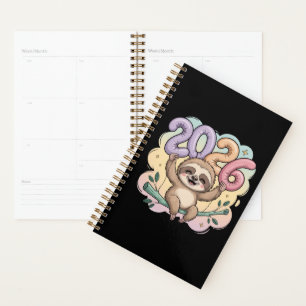 Sloth Lovers New Year 2026 Lazy Vibes, Cozy  Planner