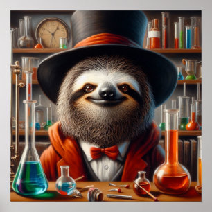 Sloth Mad Scientist Poster